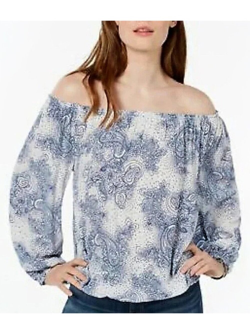 Tommy Hilfiger | Paisley Off-The-Shoulder Long Sleeve Top | NWT